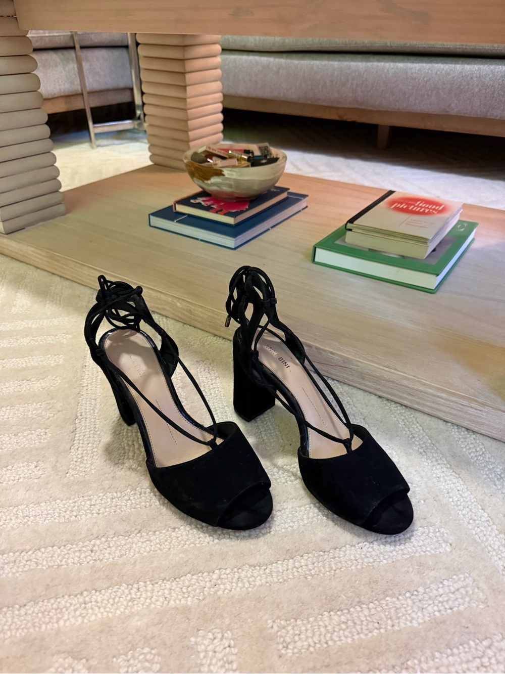 Elegant Black Suede Lace-Up Heels